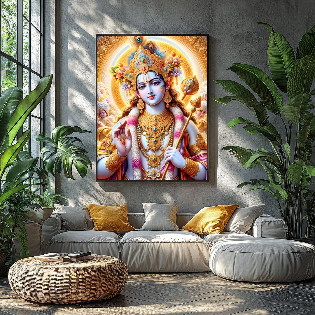 Immerse yourself in the spiritual grace and vibrant colors of this mystical artwork. Featuring an for Balcony
