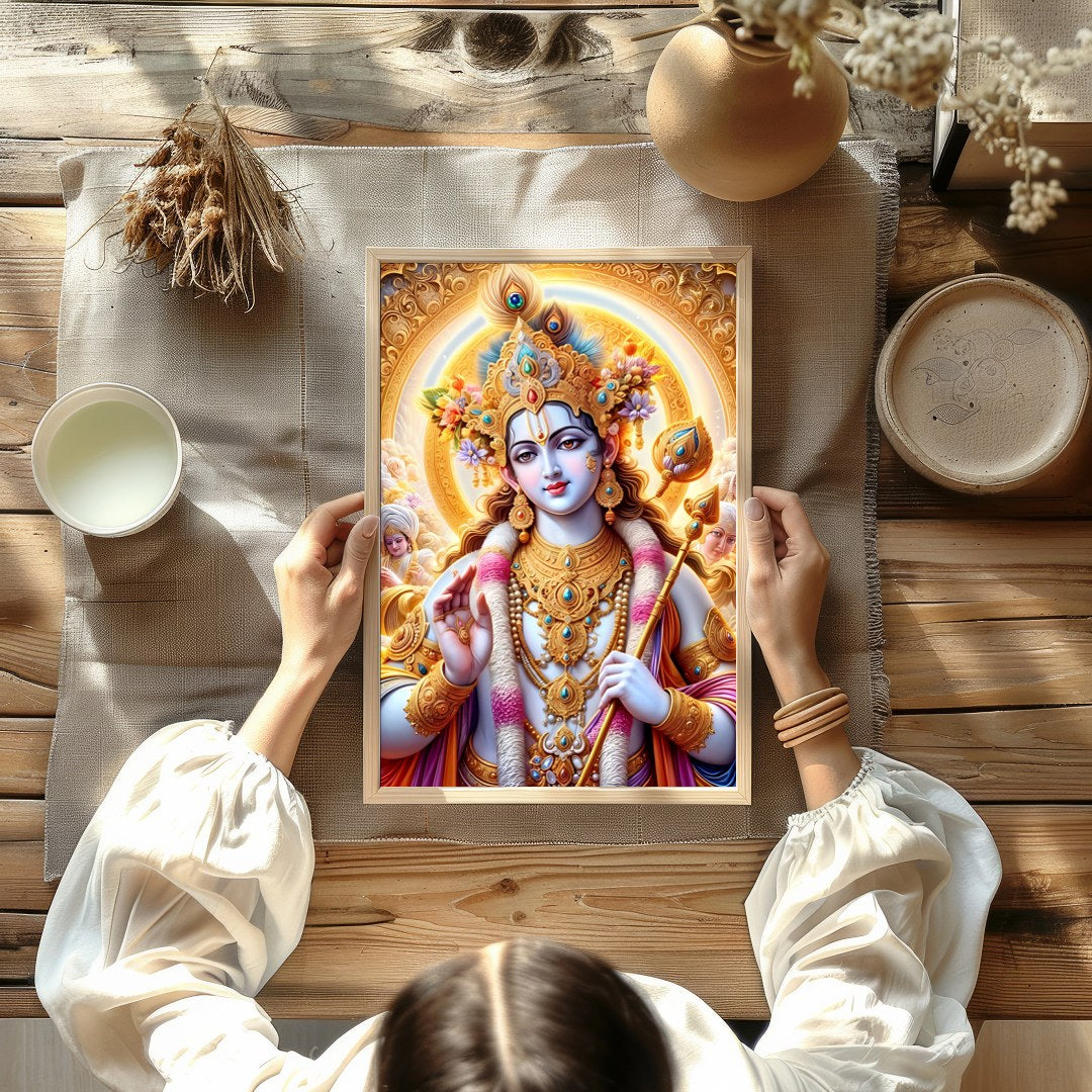 Immerse yourself in the spiritual grace and vibrant colors of this mystical artwork. Featuring an for decor