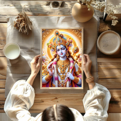 Immerse yourself in the spiritual grace and vibrant colors of this mystical artwork. Featuring an for decor