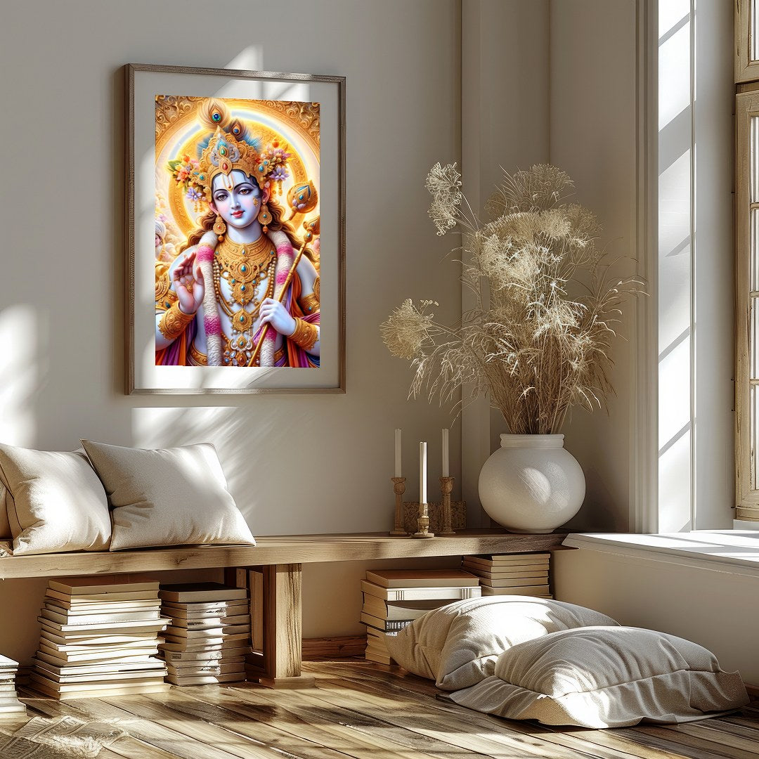 Immerse yourself in the spiritual grace and vibrant colors of this mystical artwork. Featuring an for kitchen