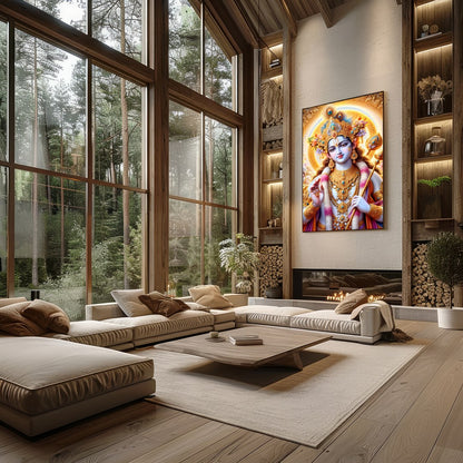 Immerse yourself in the spiritual grace and vibrant colors of this mystical artwork. Featuring an for Living Room