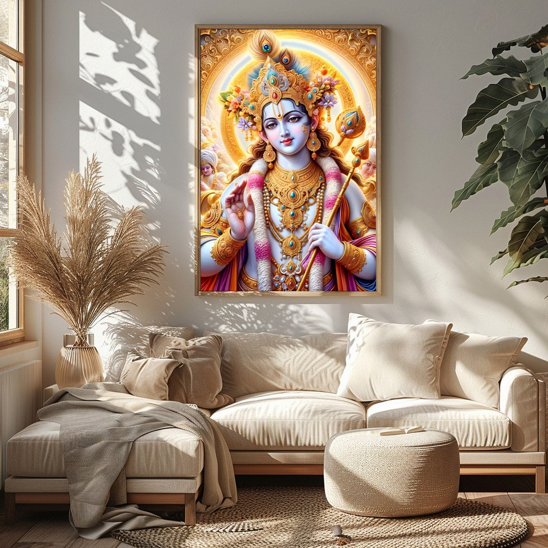 Immerse yourself in the spiritual grace and vibrant colors of this mystical artwork. Featuring an for Sitting Area