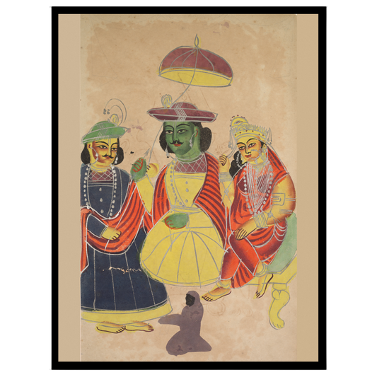 Immerse yourself in the epic tales of the Ramayana with this striking Kalighat artwork, featuring for living-space