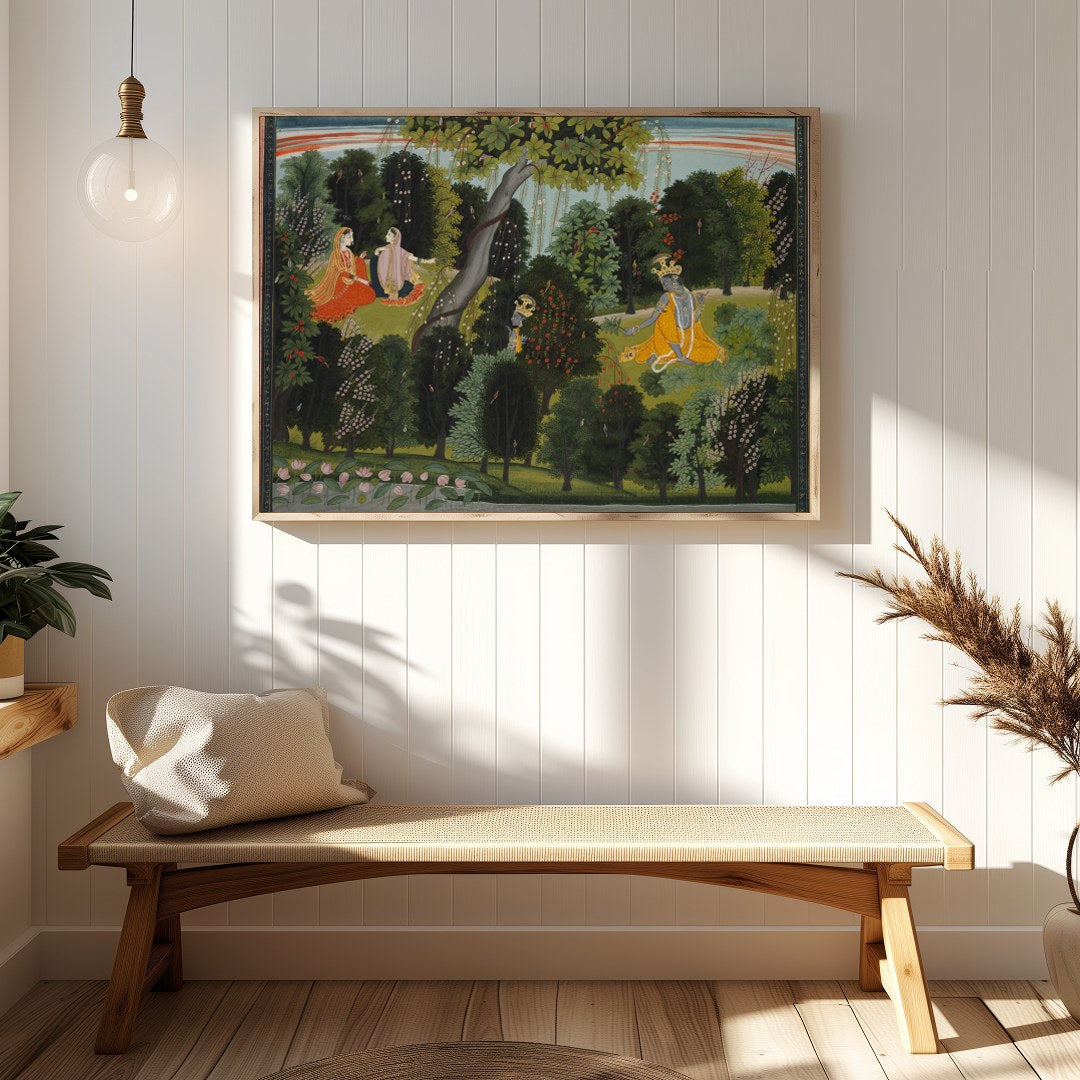 Immerse yourself in a serene scene where divine figures find harmony amidst nature. This exquisite for Hallway
