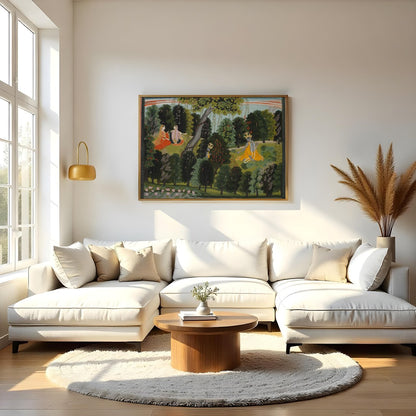 Immerse yourself in a serene scene where divine figures find harmony amidst nature. This exquisite for Living Room