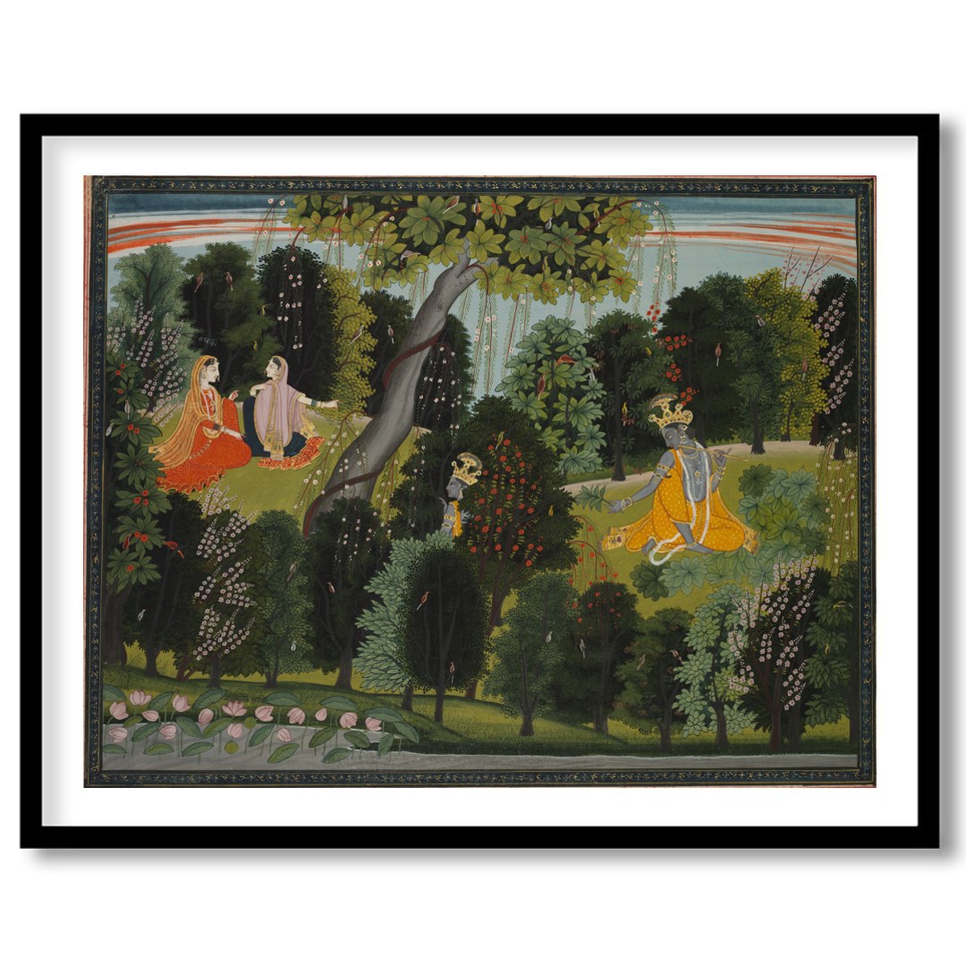 Immerse yourself in a serene scene where divine figures find harmony amidst nature. This exquisite for sweet-home