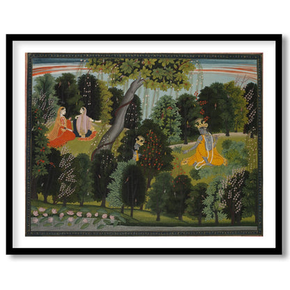 Immerse yourself in a serene scene where divine figures find harmony amidst nature. This exquisite for sweet-home