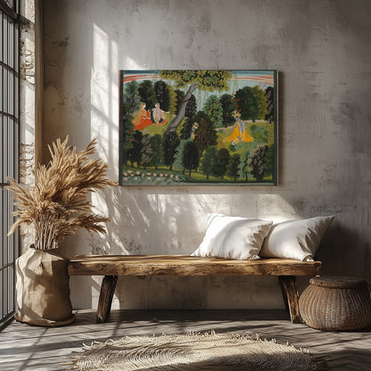 Immerse yourself in a serene scene where divine figures find harmony amidst nature. This exquisite for Veranda