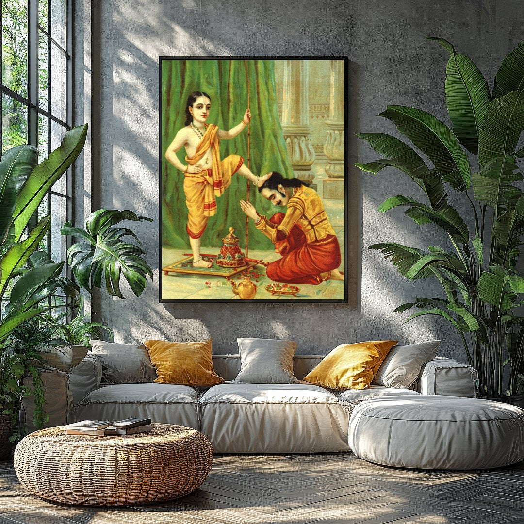 This exquisite piece captures a moment of divine reverence, showcasing intricate details and for Balcony