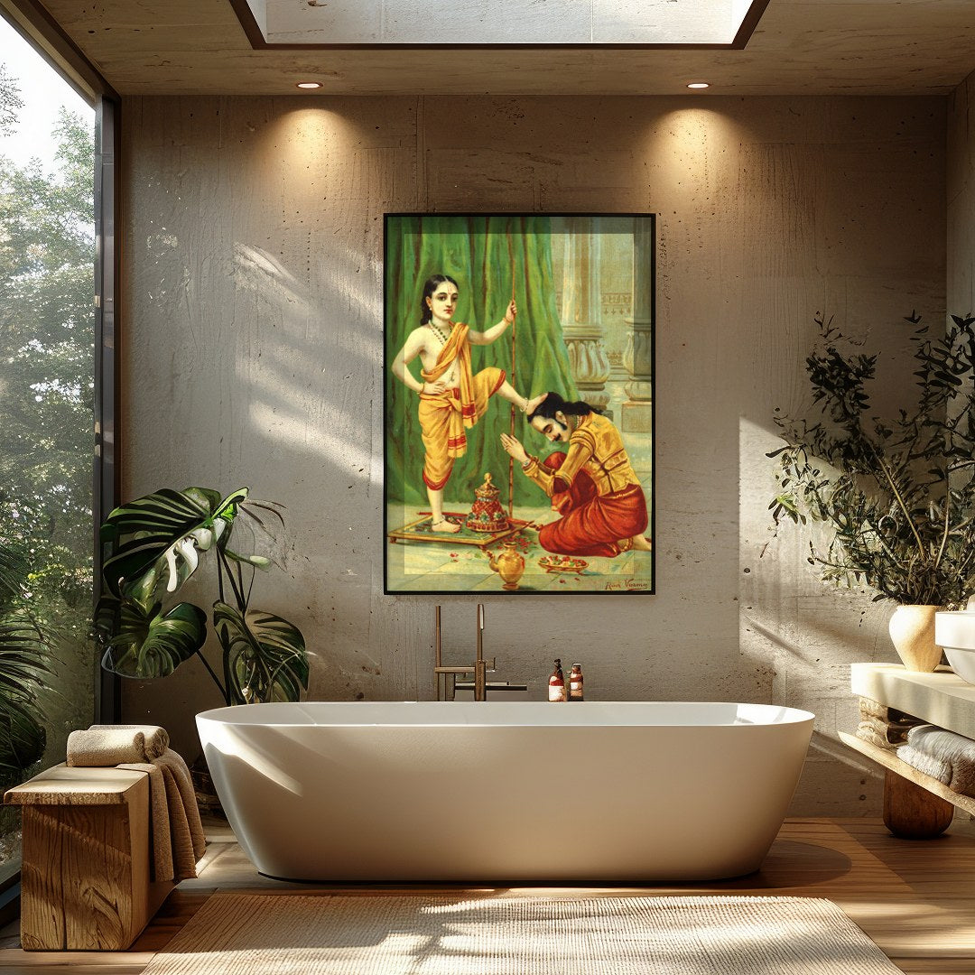 This exquisite piece captures a moment of divine reverence, showcasing intricate details and for Bathroom