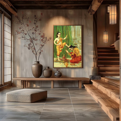 This exquisite piece captures a moment of divine reverence, showcasing intricate details and for Hall