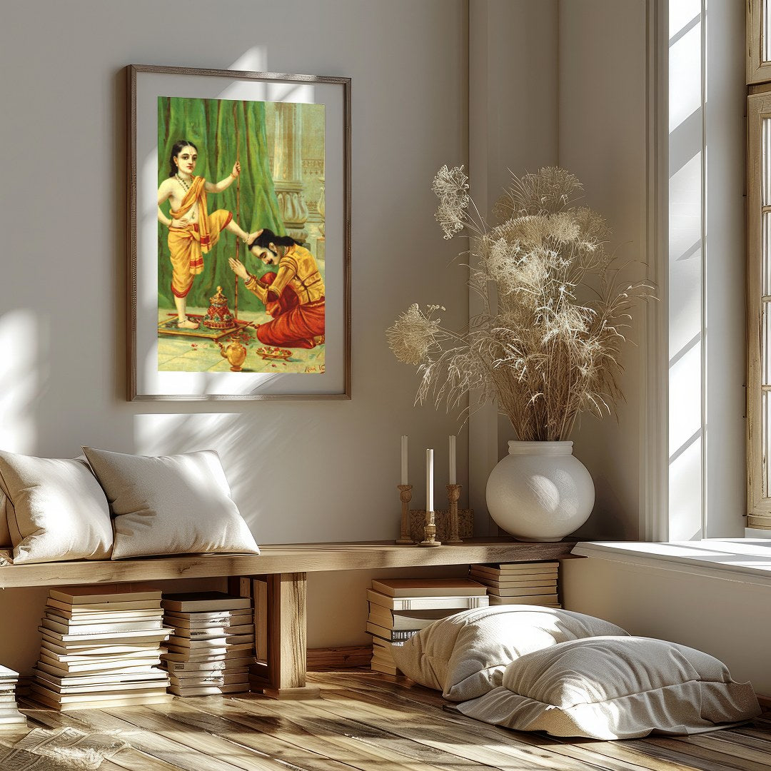 This exquisite piece captures a moment of divine reverence, showcasing intricate details and for haven