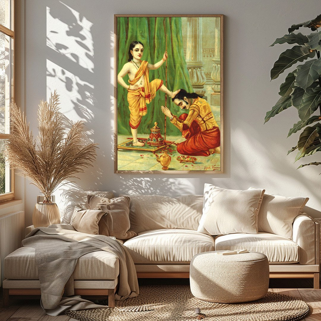 This exquisite piece captures a moment of divine reverence, showcasing intricate details and for Sitting Area