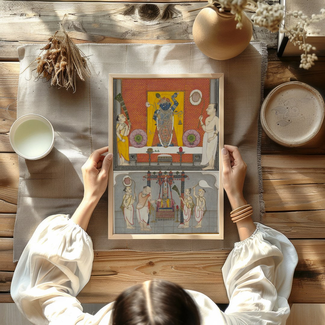 Immerse yourself in the rich cultural tapestry with this exquisite piece of traditional art for decor