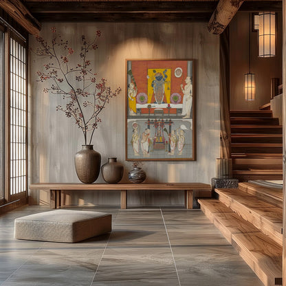 Immerse yourself in the rich cultural tapestry with this exquisite piece of traditional art for Hall