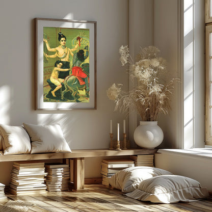 Immerse yourself in the divine narratives with this captivating artwork showcasing a three-armed for kitchen