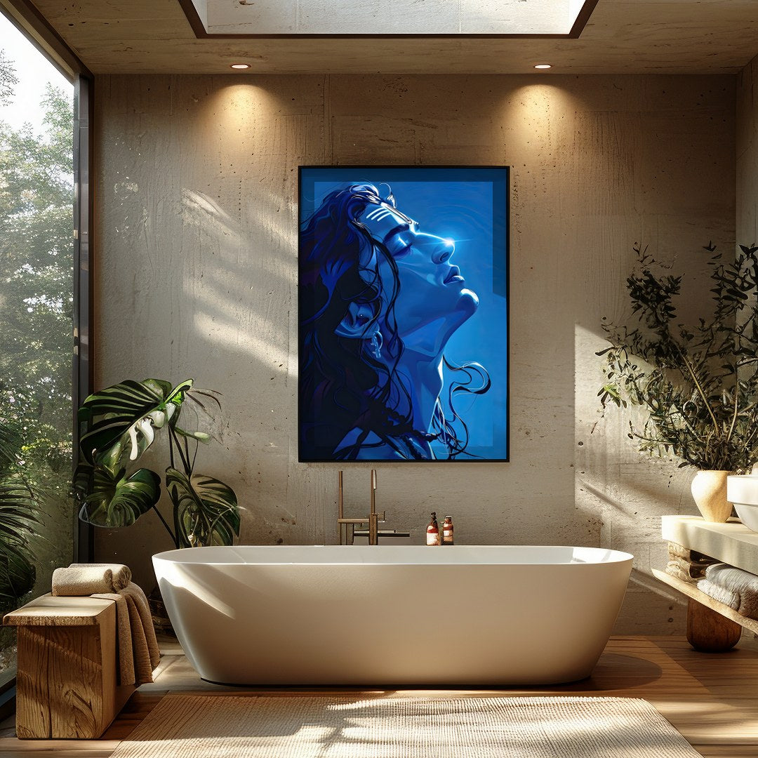 Immerse yourself in the tranquility of 'Divine Serenity,' a captivating piece that captures the for Bathroom