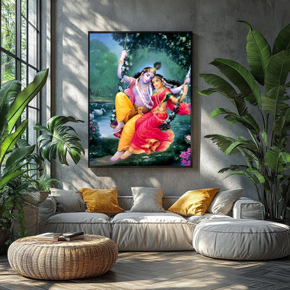 Immerse yourself in the mystical allure of this divine artwork. The piece captures an ethereal duo for Balcony