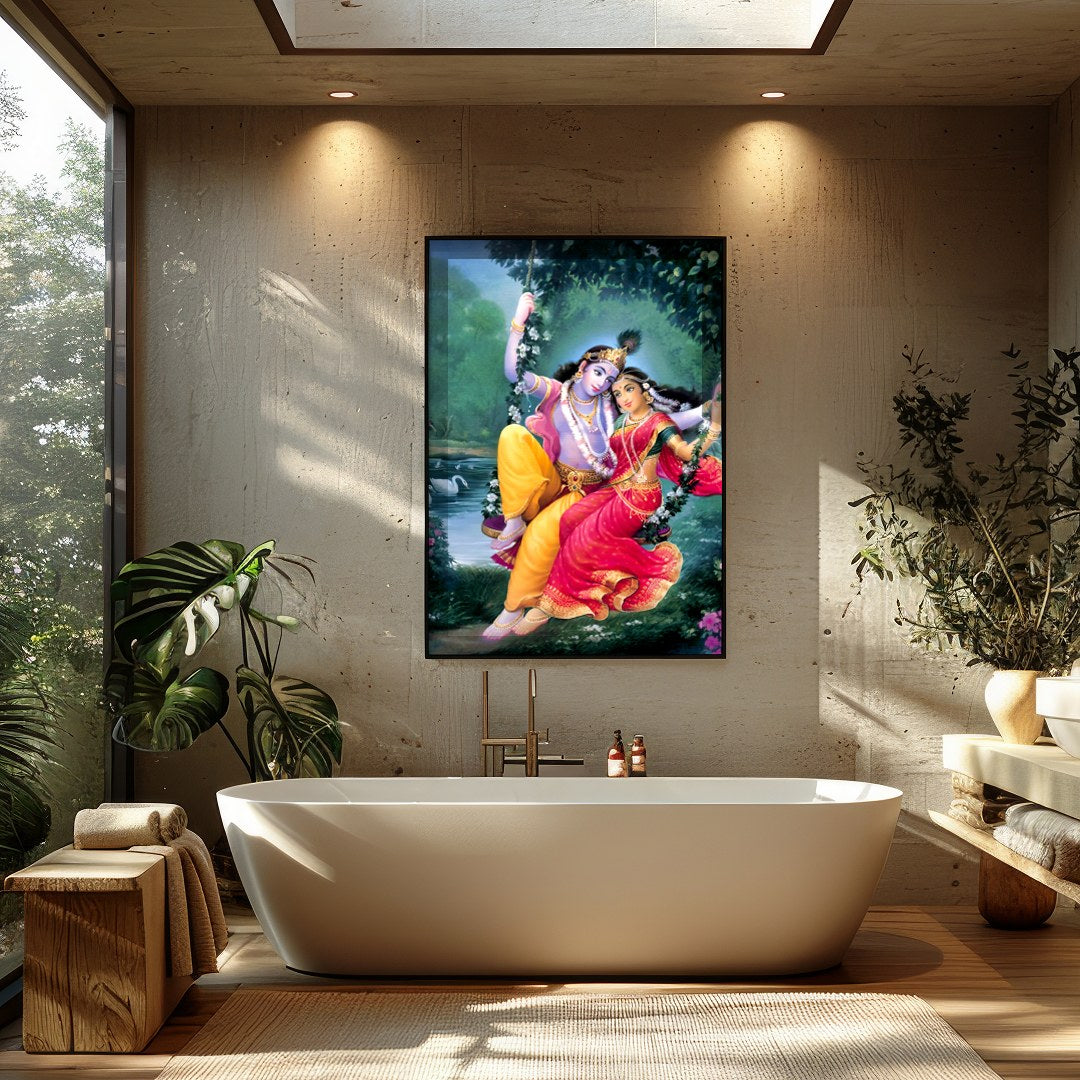 Immerse yourself in the mystical allure of this divine artwork. The piece captures an ethereal duo for Bathroom