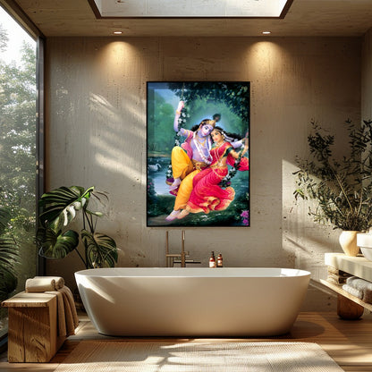Immerse yourself in the mystical allure of this divine artwork. The piece captures an ethereal duo for Bathroom