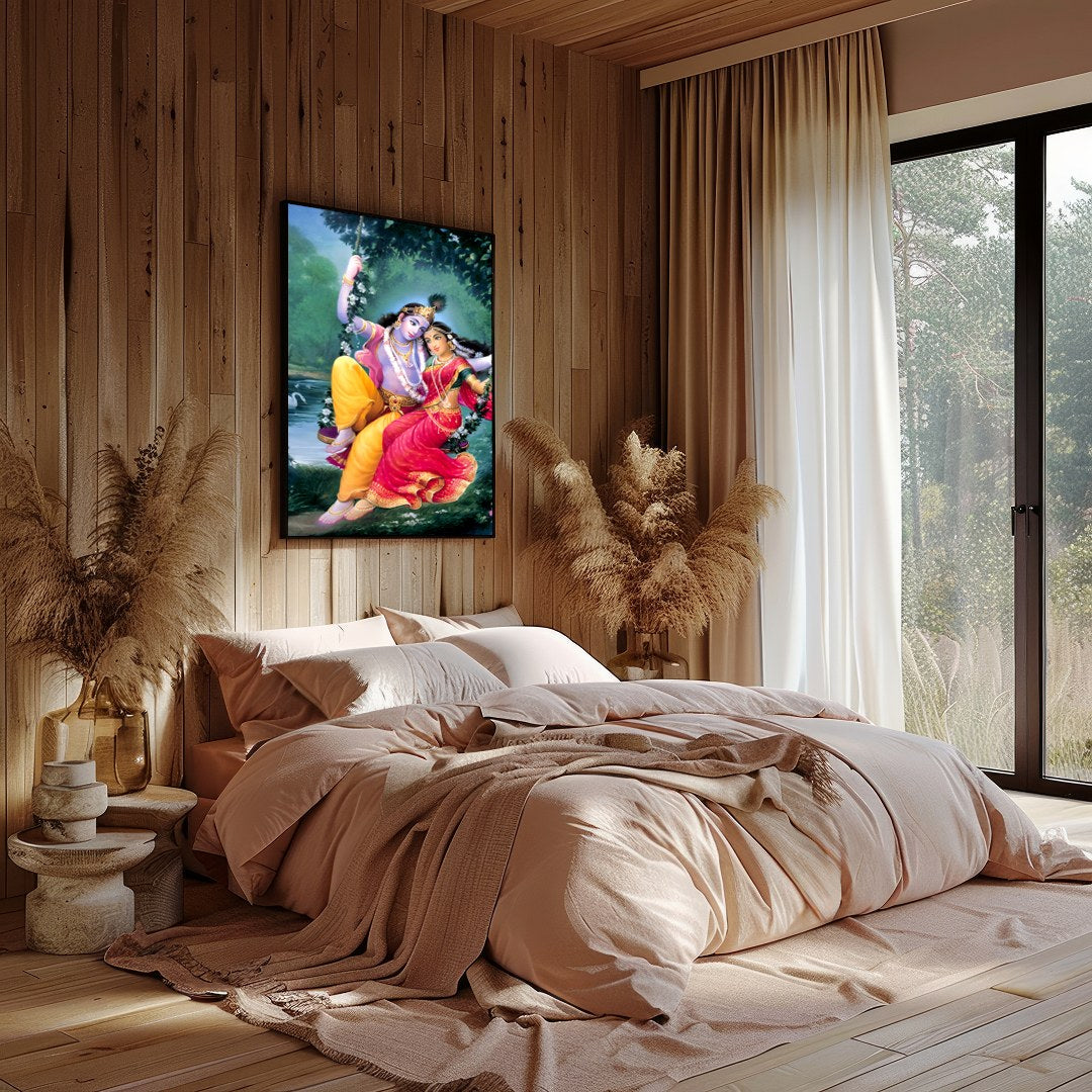Immerse yourself in the mystical allure of this divine artwork. The piece captures an ethereal duo for Bedroom
