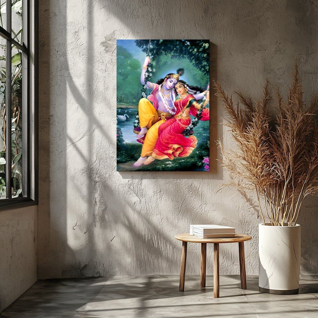 Immerse yourself in the mystical allure of this divine artwork. The piece captures an ethereal duo for Entrance