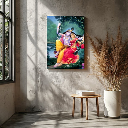 Immerse yourself in the mystical allure of this divine artwork. The piece captures an ethereal duo for Entrance