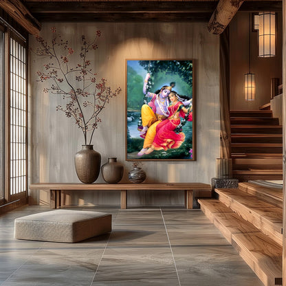 Immerse yourself in the mystical allure of this divine artwork. The piece captures an ethereal duo for Hall