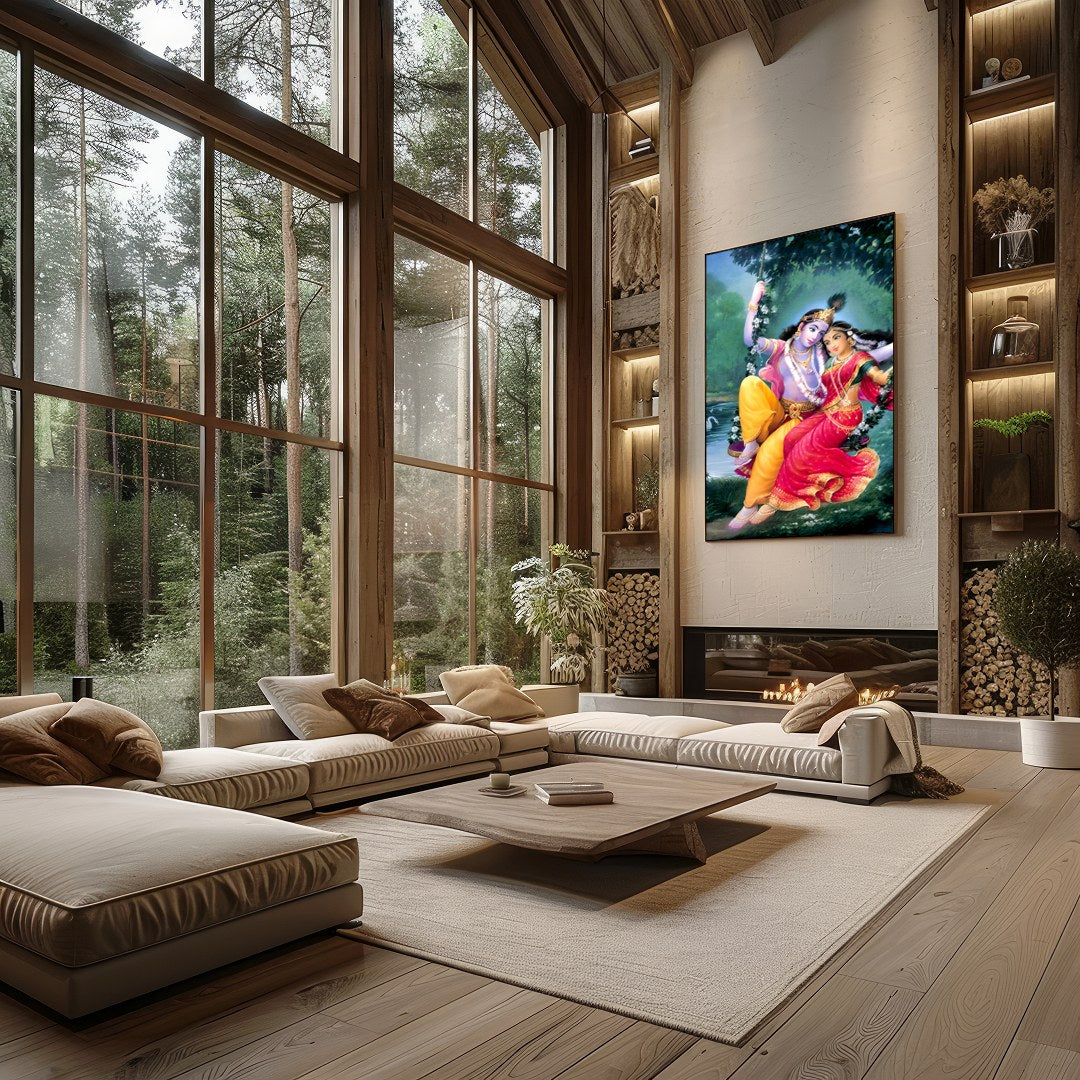 Immerse yourself in the mystical allure of this divine artwork. The piece captures an ethereal duo for Living Room