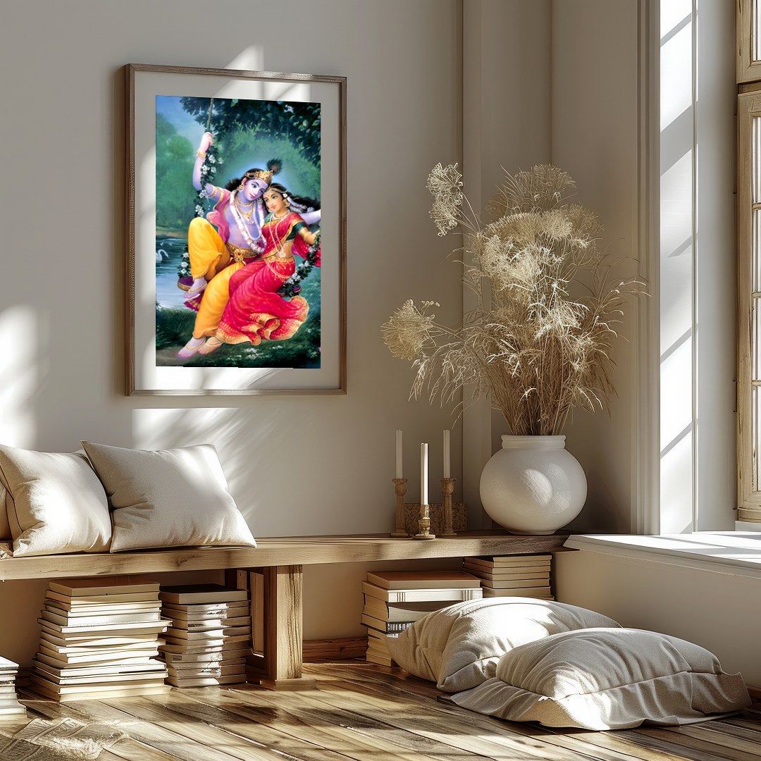 Immerse yourself in the mystical allure of this divine artwork. The piece captures an ethereal duo for retreat