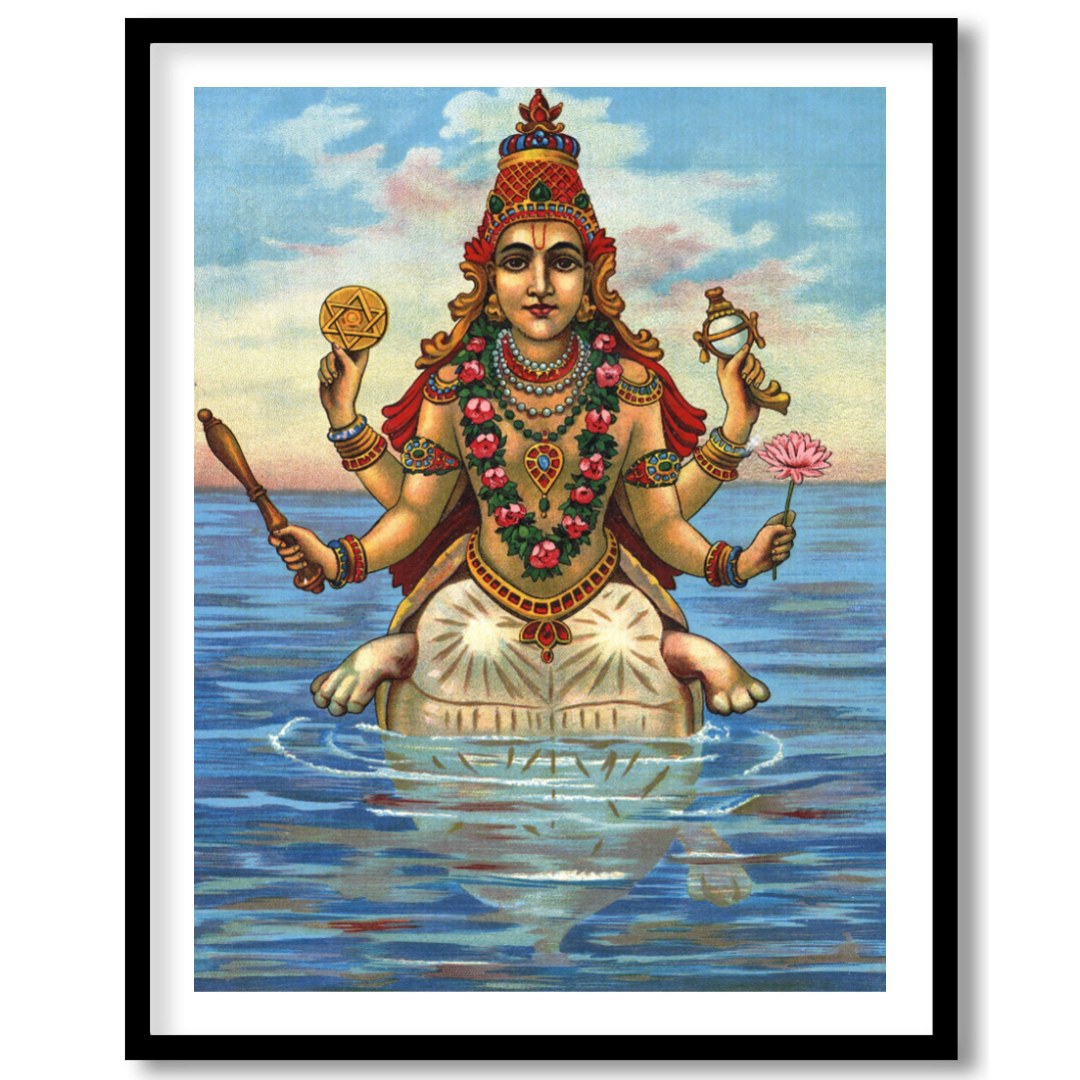 Immerse yourself in this captivating depiction of a serene goddess seated gracefully on water. The for nook