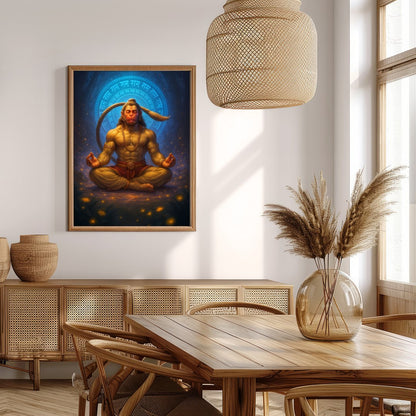 Immerse yourself in the tranquil energy of this exquisite artwork depicting Hanuman in a serene for Extra Kitchen