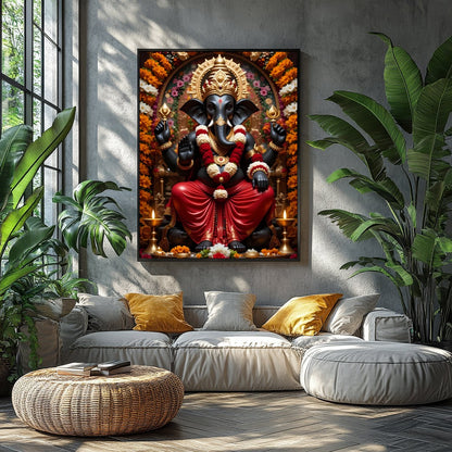 Immerse your space with the sacred tranquility of this exquisite Ganesh artwork. Surrounded by for Balcony