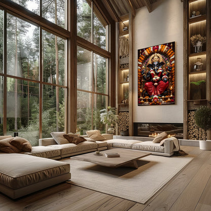 Immerse your space with the sacred tranquility of this exquisite Ganesh artwork. Surrounded by for Living Room