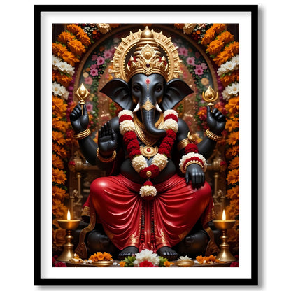 Immerse your space with the sacred tranquility of this exquisite Ganesh artwork. Surrounded by for residence