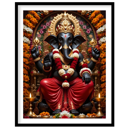 Immerse your space with the sacred tranquility of this exquisite Ganesh artwork. Surrounded by for residence