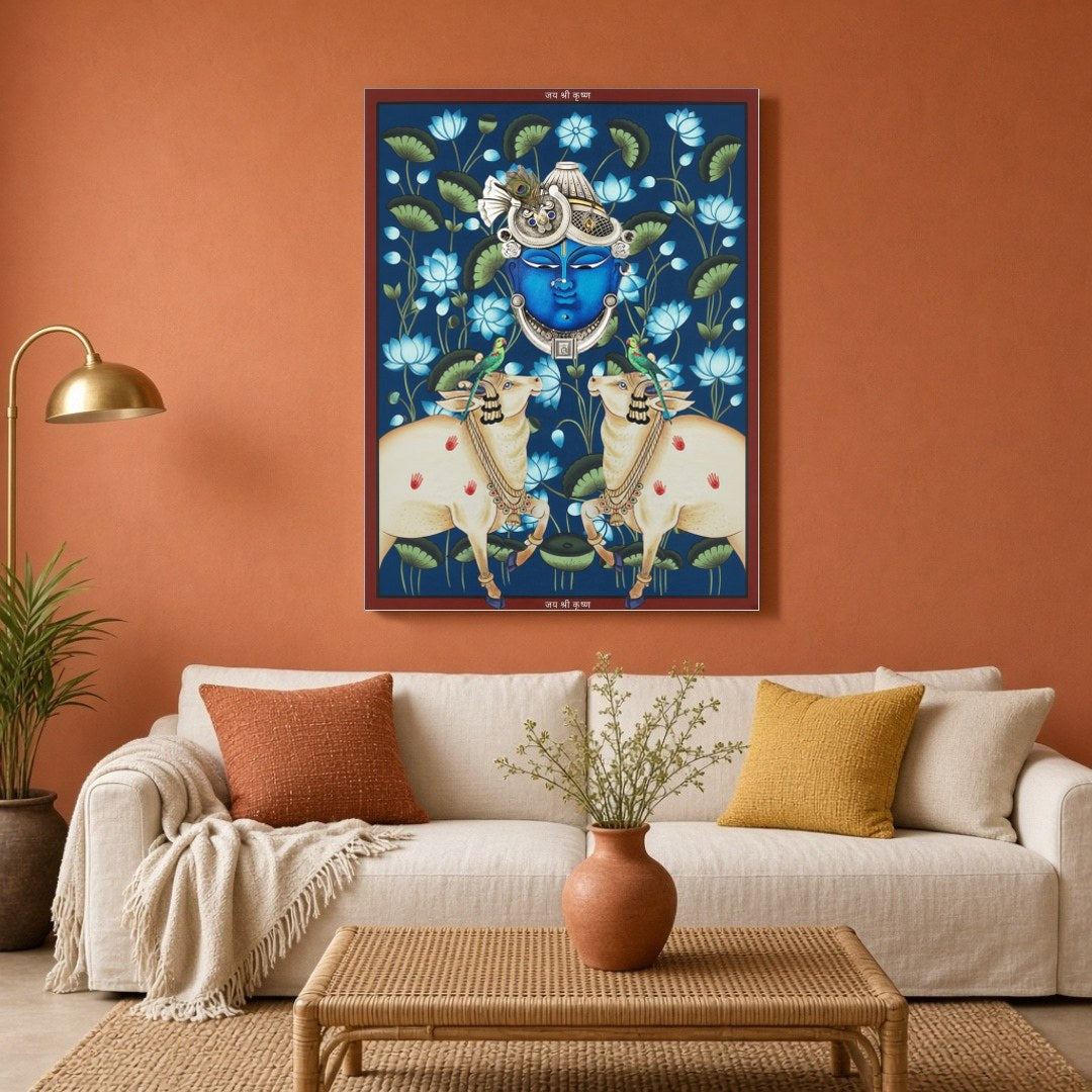 Immerse yourself in the spiritual tranquility of Pichwai art with this exquisite depiction of for Living Room