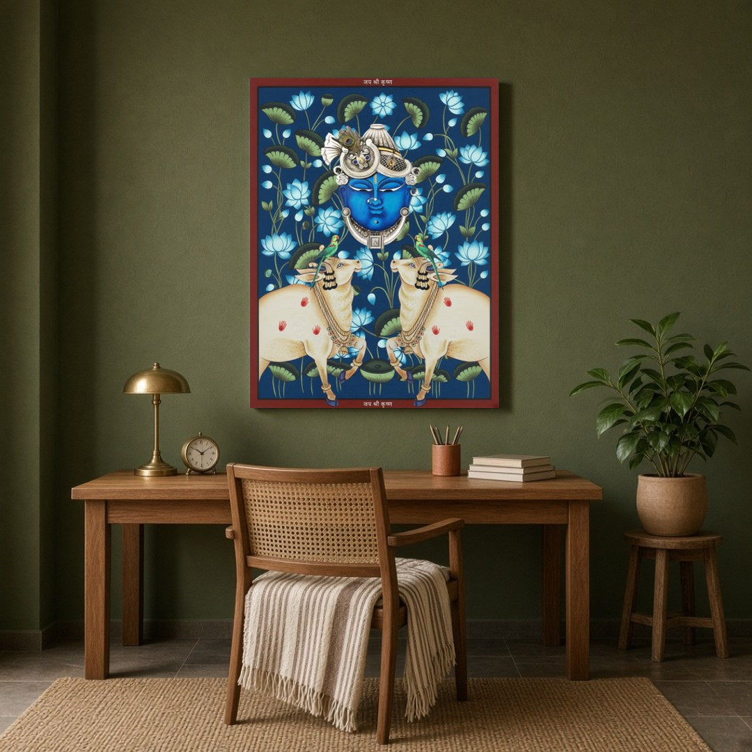 Immerse yourself in the spiritual tranquility of Pichwai art with this exquisite depiction of for Study