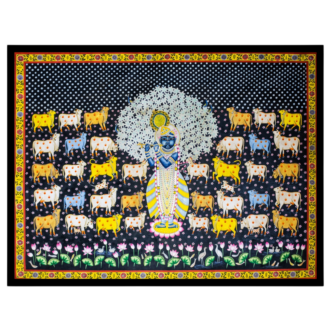 Immerse your space with the divine tranquility of Shrinathji surrounded by a gathering of sacred for bedroom