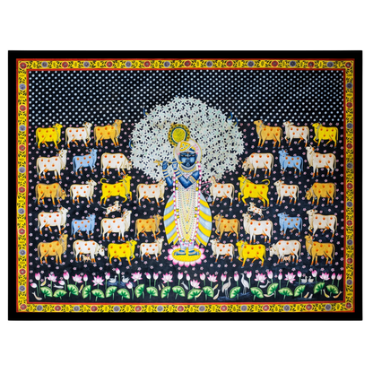 Immerse your space with the divine tranquility of Shrinathji surrounded by a gathering of sacred for bedroom