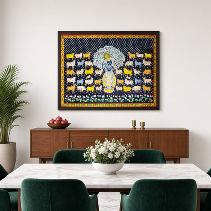 Immerse your space with the divine tranquility of Shrinathji surrounded by a gathering of sacred for Dining