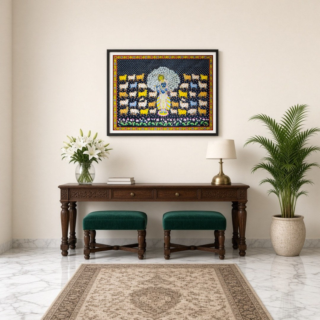 Immerse your space with the divine tranquility of Shrinathji surrounded by a gathering of sacred for Entrance