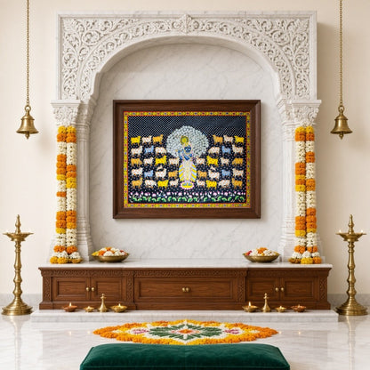 Immerse your space with the divine tranquility of Shrinathji surrounded by a gathering of sacred for Home Temple