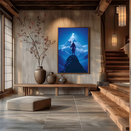 Embrace the mystical allure of this captivating artwork depicting a majestic figure silhouetted for Hall