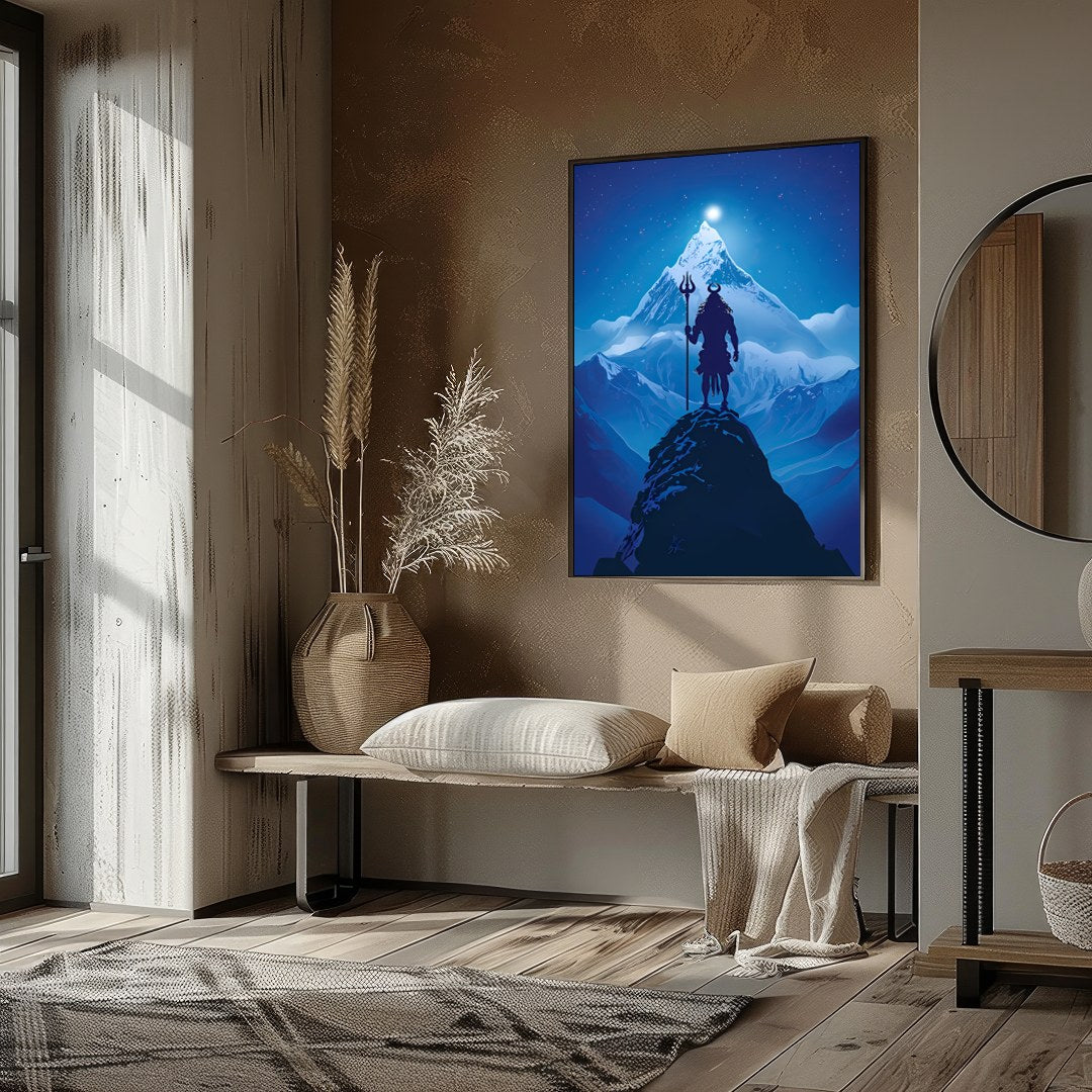 Embrace the mystical allure of this captivating artwork depicting a majestic figure silhouetted for office