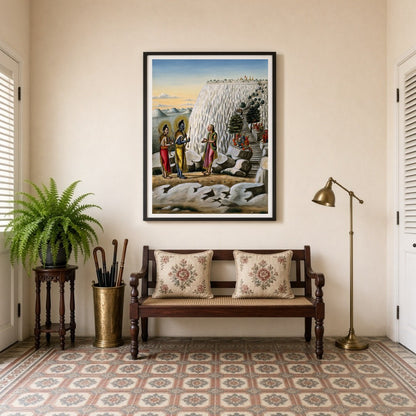 Immerse yourself in the sacred epic of Ramayana with this exquisite artwork, capturing Lord Rama for Entrance