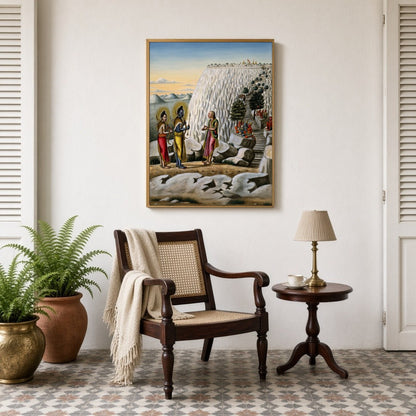 Immerse yourself in the sacred epic of Ramayana with this exquisite artwork, capturing Lord Rama for Sitting Lounge