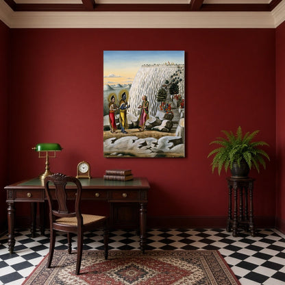 Immerse yourself in the sacred epic of Ramayana with this exquisite artwork, capturing Lord Rama for Study