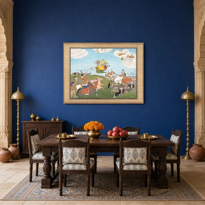 Experience the dynamic energy and rich storytelling of Indian mythology with this Pichwai art piece for Dining