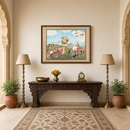 Experience the dynamic energy and rich storytelling of Indian mythology with this Pichwai art piece for Hallway